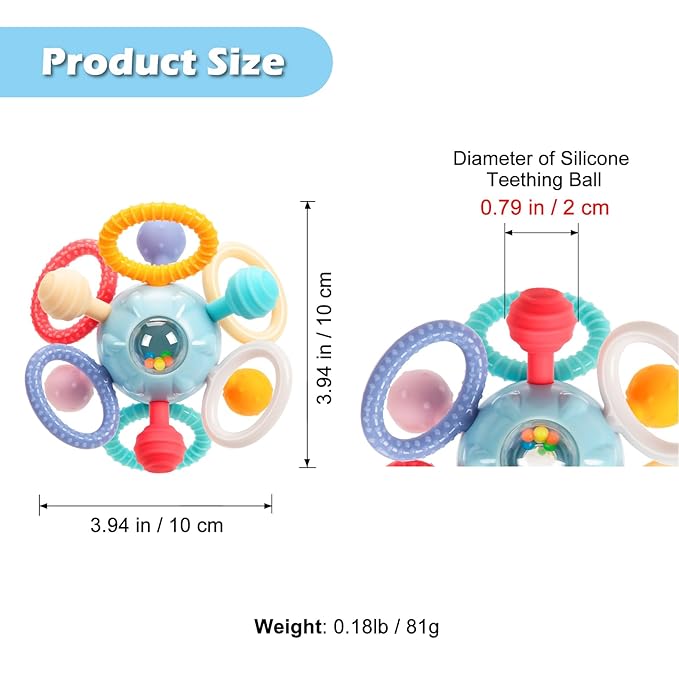 Baby Montessori Sensory Toys for 0-6 6-12 Months, Baby Teether Teething Toys for Babies 0 3 6 9 12 18 Months, Newborn Infant Learning Developmental Toys Gifts for 1 2 Year Old Boys Girls