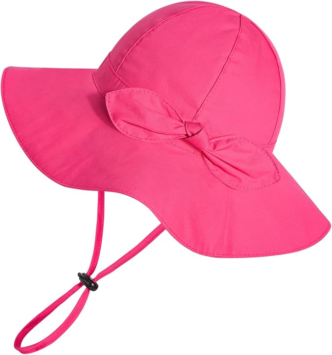 Baby Girl Sun Hat with UPF 50+ Outdoor Adjustable Beach Hat with Wide Brim Bucket Hats