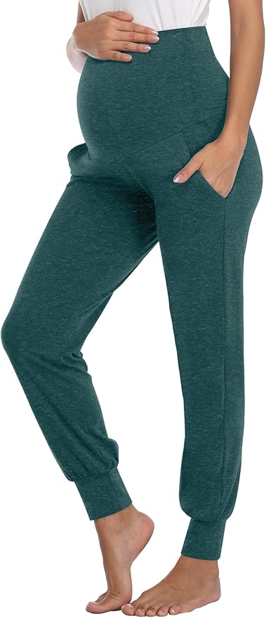 AMPOSH Women's Maternity Pants Stretchy Lounge Workout Pants Casual Loose Comfy Pregnancy Joggers with Pockets