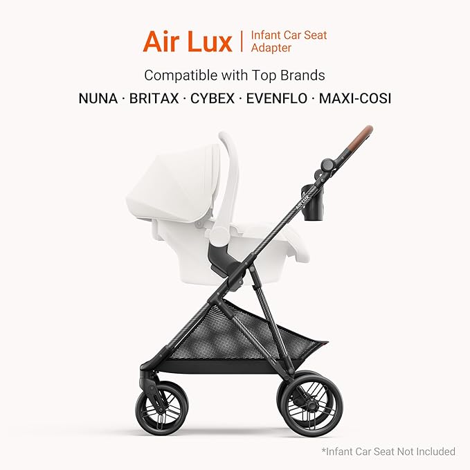 MAMAZING Air Lux Baby Stroller with Carbon Fiber Frame, One-Hand Fold & Reversible Seat, Magnetic 5-Pt Harness, Car Seat Adapter, 15.8lbs, Meteorite