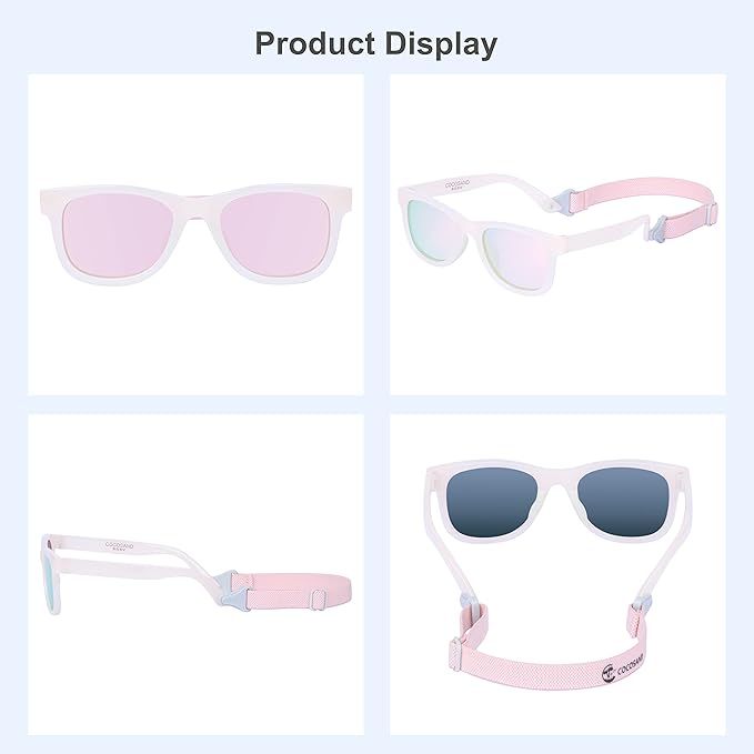 COCOSAND Flexible Baby Sunglasses with Strap Polarized UV Protection for Toddler Infant Newborn Boy Girl Age 0-24 Months