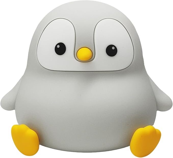 S NMT Novelty Cartoon Penguin Silicone Night Light Rechargeable Timing Dimming Nursery Sleep Night Lamp for Baby Room Decor
