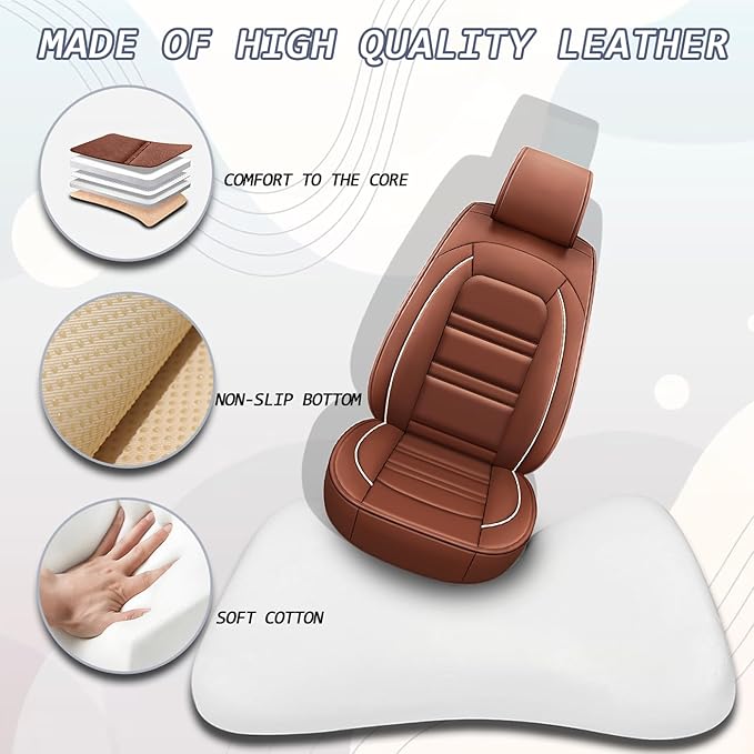 Seat Covers for Ford f250 2011-2025 | 5-Seats Leather Seat Covers, Easy to Install Automotive Seat Covers Full Set (Full Set, Coffee)