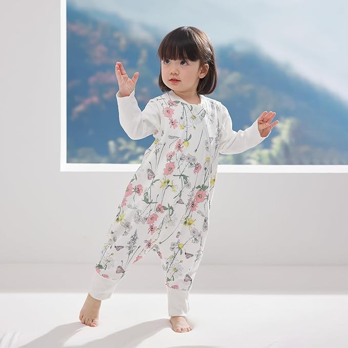 Duomiaomiao 0.5 TOG Toddler Sleep Sack 12-24 Months 100% Cotton Lightweight Baby Sleep Sack with Feet, Breathable Comfy Toddler Wearable Blanket