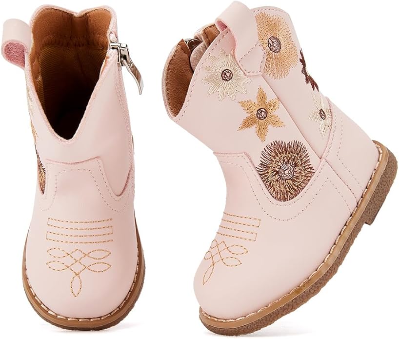 BMCiTYBM Baby Cowboy Cowgirl Boots Infant Western Shoes Boys Girls Round Toe Boots All Seasons 6-24 Months