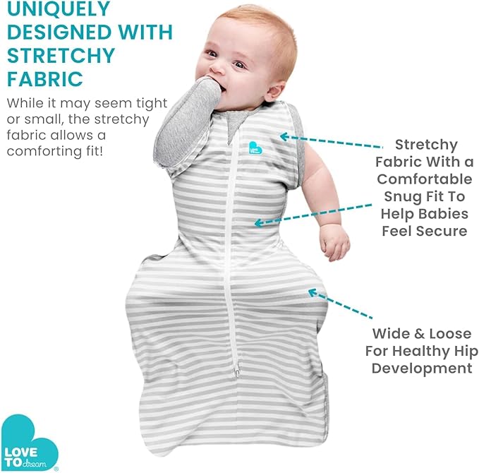 Love to Dream Swaddle UP Transition Bag, Luxuriously Silky Soft Viscose from Bamboo, Baby Sleep Sack, Patented Zip-Off Wings, Snug Fit Helps Calm Startle Reflex, 1.0TOG, 13-19 lbs, Blue
