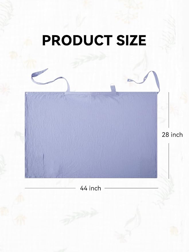 TILLYOU Muslin Nursing Cover for Baby Breastfeeding, 100% Cotton Breathable with Arch Neckline for Women, Blue