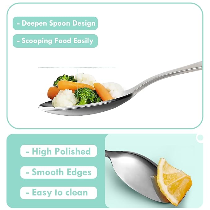 Lehoo Castle Toddler Silverware Stainless Steel, Kids Forks and Spoons, Kids Utensils 3 Year Old, Kids Silverware Set Stainless Steel, Metal Silverware for Toddlers (Mermaids)