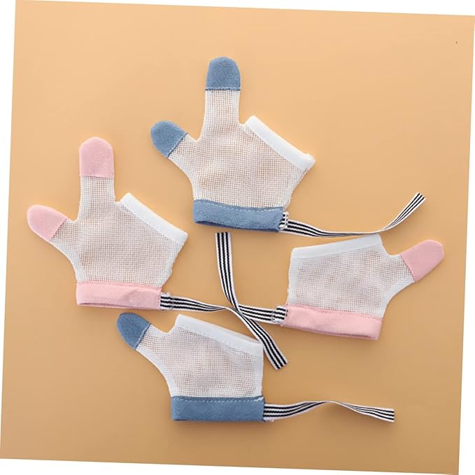 Milisten Teething Gloves Half Finger Nylon Scratch Mittens for Stop Thumb Soft Breathable Outdoor Gloves