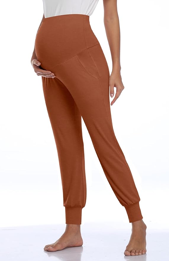 AMPOSH Women's Maternity Pants Stretchy Lounge Workout Pants Casual Loose Comfy Pregnancy Joggers with Pockets