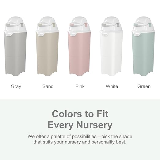Foundations Tall Diaper Pail with Airtight Lid - Durable & Odorless Diaper Disposal, Large Capacity, Holds up to 60 Newborn Diapers, Refill with Any Bags - Pink