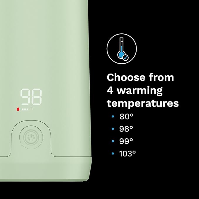 Baby Brezza Portable Warmer – 67% Faster Baby Bottle Warming - Travel Breastmilk and Formula Warmer - Safe, Even Heating - Up to 9oz - No Adapters, Green