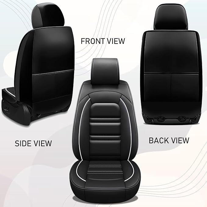 Seat Cover for Toyota Tacoma 2007-2025 | Car Seat Covers Front Seats, Waterproof Seat Protectors, Automotive Front Seat Covers (Front Seat, Black&White Line)
