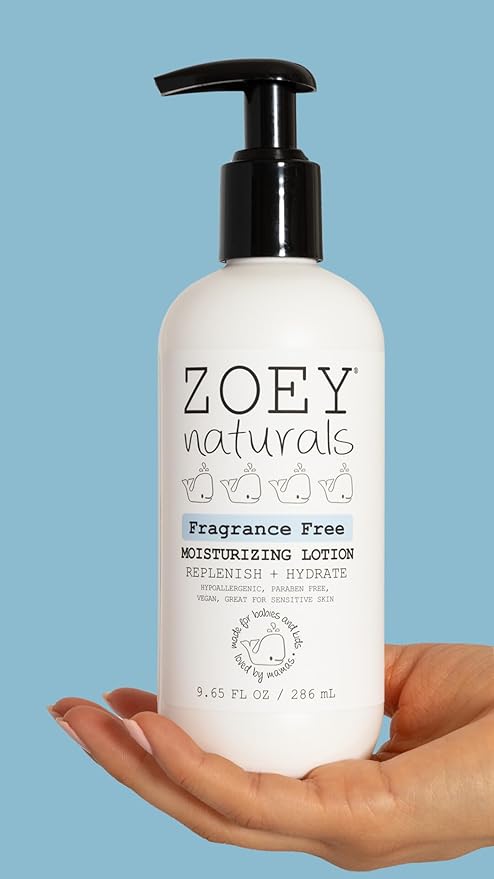 Absolutely Natural Zoey Naturals Fragrance-Free Baby & Toddler Lotion – Hypoallergenic, Vegan, Gentle Moisturizer for Sensitive Skin – Non-Greasy, Paraben & Phthalate Free – 9.65 oz