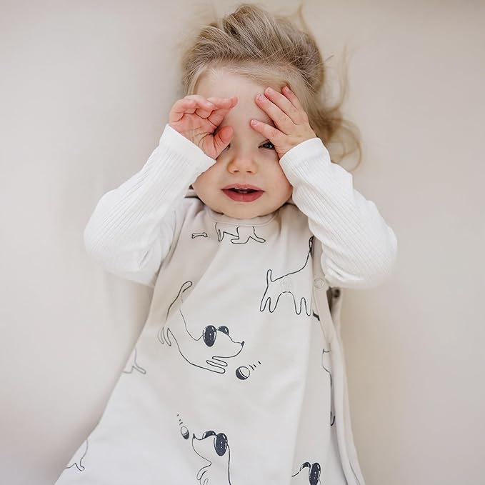 Woolino Toddler Sleeping Sack, 4 Season Merino Wool and Organic Cotton Baby Sleep Bag, 2-4 Years, Puppy