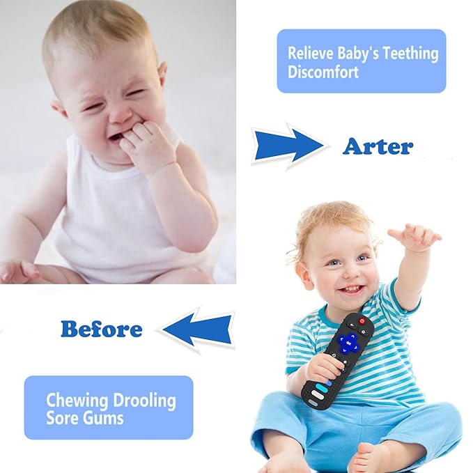 Silicone Baby Teething Toys, Silicone Reomte Teethers for Babies, Remote Control Shape Teething Toys, Chew Toys for Boys and Girls Soft Teething Remote