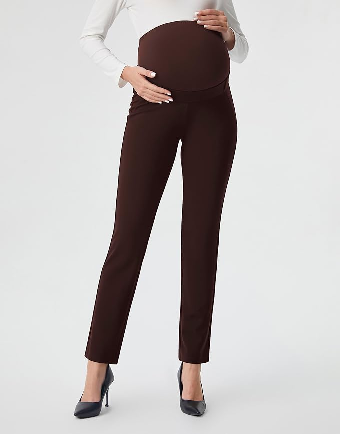 AFITNE Maternity Pants for Work Over The Belly Straight Leg Dress Slacks Strethy Pregnancy Office Casual Yoga Pants