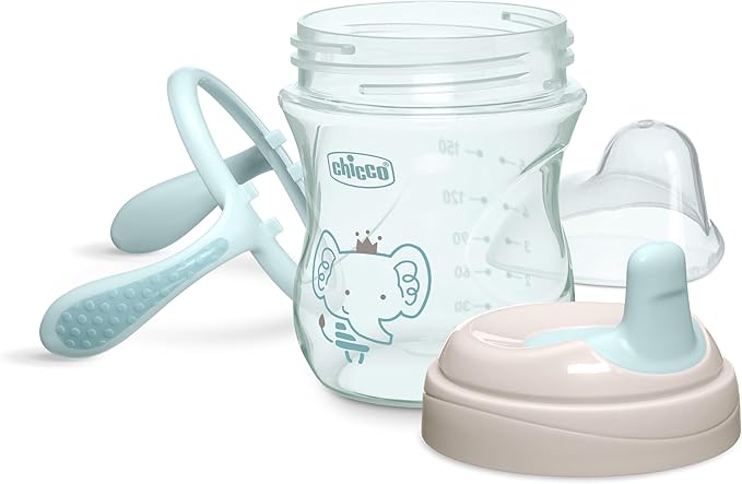 Chicco Semi-Soft Trainer with Bite-Resistant Spout and Spill-Free Lid 7oz. | Removable, Non-Slip Handles | Top-Rack Dishwasher Safe | Easy to Hold Ergonomic Indents | Sage | 6+ months