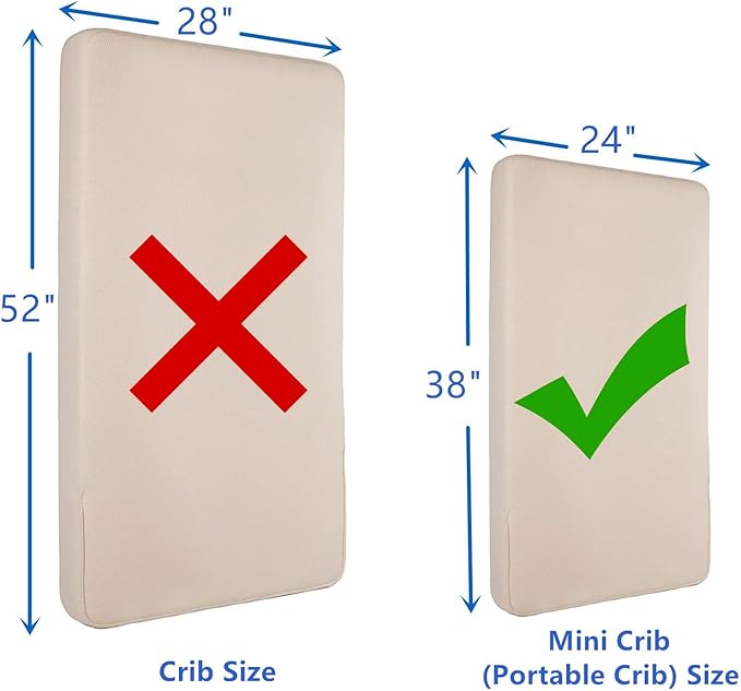 American Baby Company 2 Pack Waterproof Fitted Mini Crib Mattress Protector 38" x 24" - Quilted, Noiseless, Ultra-Soft & Breathable Pack n Play and Mini Crib Mattress Cover