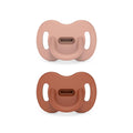 Color Essence SX PRO Silicone Baby Pacifier 2Pk, Made with 100% Soft Silicone, Baby Essentials Perfect for Breastfeeding Babies, Designed in Spain, 0-6 Mths, Nude/Orange