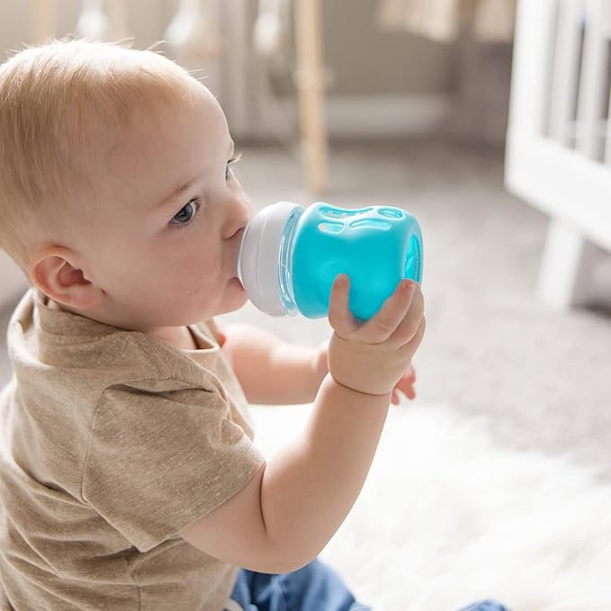 Olababy Silicone Sleeve for Avent Natural Glass Baby Bottles (4 oz, Blue)