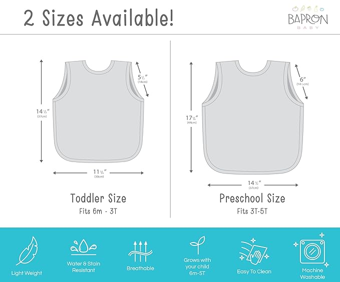 BapronBaby Minimalist Cranberry Bapron - No Neck Tie Safer Bib for Baby & Toddler - Soft Waterproof Stain Resistant - Machine Washable - Sz Preschool 3-5yrs