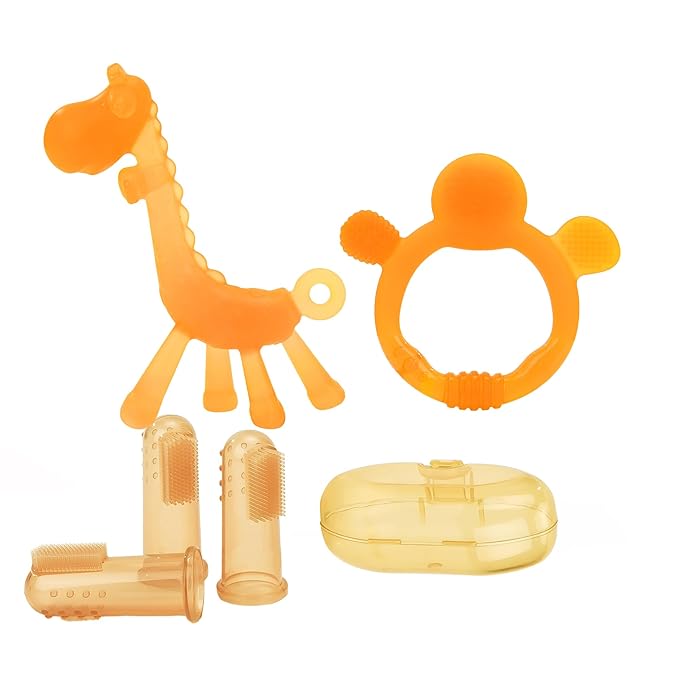 Food WAJIAYON Amber Oil Baby Teething Toys for Babies 0-6 Months,Baby Toys 6 to 12 Months,Freezer BPA Free Soft and Textured Silicone Baby Teether Relief Soothing Sore Gums Chew Infant Toys-Giraffe