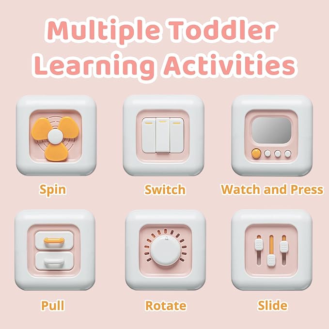 Busy Cube, Toys for 1 Year Old Girl Gifts, Montessori for Baby Girl, Travel Sensory Toys for Toddlers 1-3, Learning Fine Motor Skills| 1st Birthday Girl Gifts 12 Months Stocking Stuffers