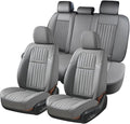 Coverado Car Seat Covers Full Set, Seat Covers for Cars,Gray Car Seat Cover, Waterproof Car Seat Protector, 5 Pieces Nappa Car Seat Cushion, Car Seat Covers Front Seats and Back Fit for Most Cars