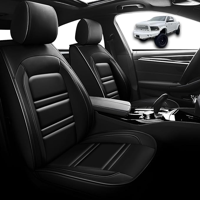 Seat Cover for Dodge ram 2500 2004-2011 | Car Seat Covers Front Seats, Waterproof Seat Protectors, Automotive Front Seat Covers (Front Seat, Black)