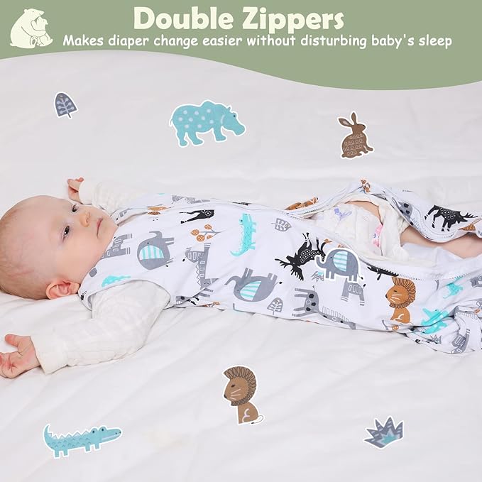 Lictin Baby Sleep Sack 0.5 Tog - 2 Pack Toddler Sleeping Sack 18-36 Months, Summer Baby Sleeping Bag, Sleeveless Baby Wearable Blanket with Adjustable Length and 2-Way Zipper