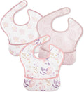 Mess Proof Baby Bib 3 Pack, Waterproof Led Weaning Baby Feeding Bibs with Food Catcher, Travel Feeding Bibs