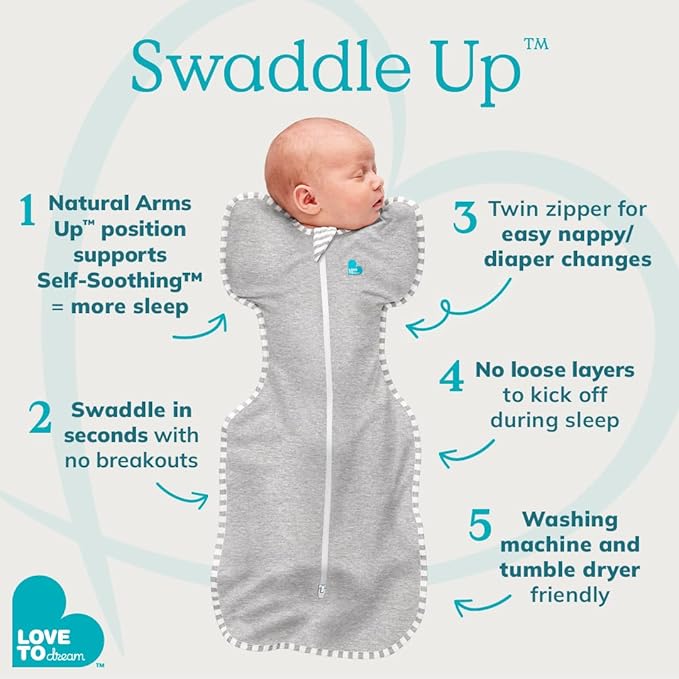 Love to Dream Swaddle UP, Baby Sleep Sack, Self-Soothing Swaddles for Newborns, Get Longer Sleep, Snug Fit Helps Calm Startle Reflex, New Born Essentials for Baby, 1.0 TOG, 5-8.5 lbs, Oatmeal