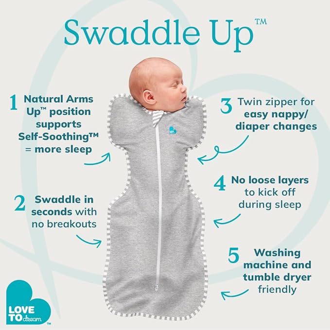 Love to Dream Swaddle UP, Sleep Sack 0-3 Months, Self-Soothing, Improves Sleep, Snug Fit Helps Calm Startle Reflex, Baby Essentials Must Haves Newborn, 1.0 TOG, 8-13 lbs, Eclipse Pink