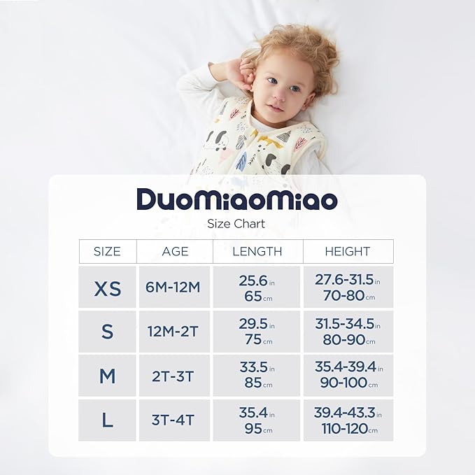 Duomiaomiao 2 Pack 0.5 TOG Toddler Sleep Sack 6-12 Months 100% Cotton Lightweight Baby Sleep Sack with Feet, Breathable Comfy Toddler Wearable Blanket