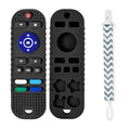 Silicone Baby Teething Toys, Remote Control Shape Teethers Toys with Teething Tubes and Pacifier Clip, Baby Teething Toys for 3 Months+, Remote Teething Toy BPA Free/Freezable/Dishwasher Safe(Black)