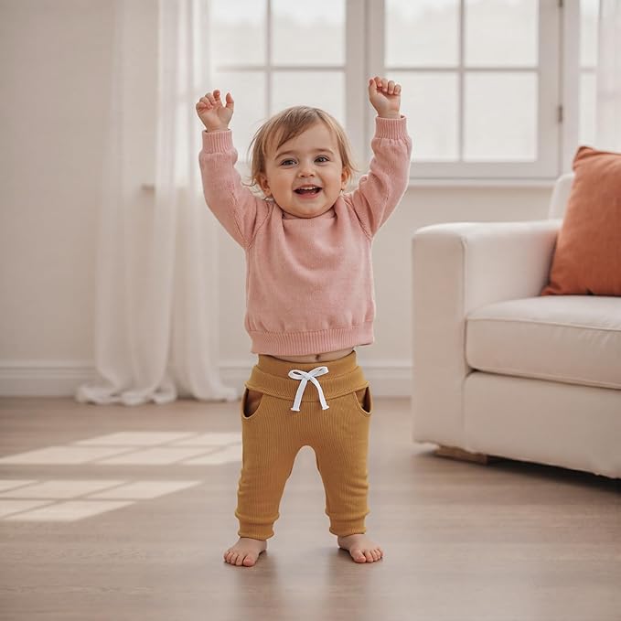 Sejardin Toddler Baby Boy Girl Pants 3 Pack Solid Color Elastic Waist Jogger Sweatpants Newborn Infant Casual Bottoms
