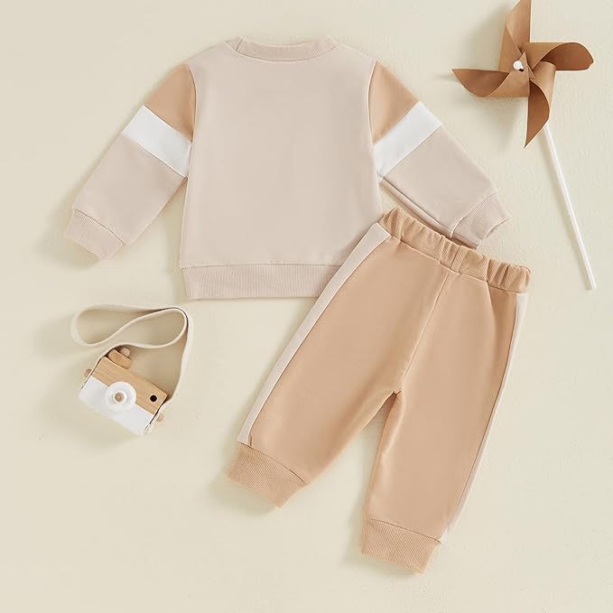Toddler Baby Boy Fall Outfits Long Sleeve Crew Neck Pullover Sweatshirt + Jogger Pants Set Infant Winter Clothes