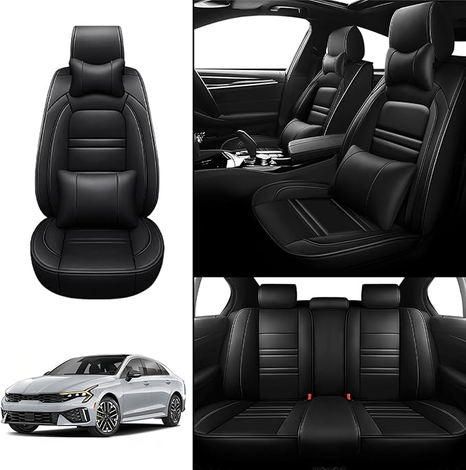 Car Seat Covers for kia k5 2021-2025 | 5-Seats Seat Covers, Waterproof Seat Protectors, Automotive Seat Covers (Full Set with Pillow,Black)
