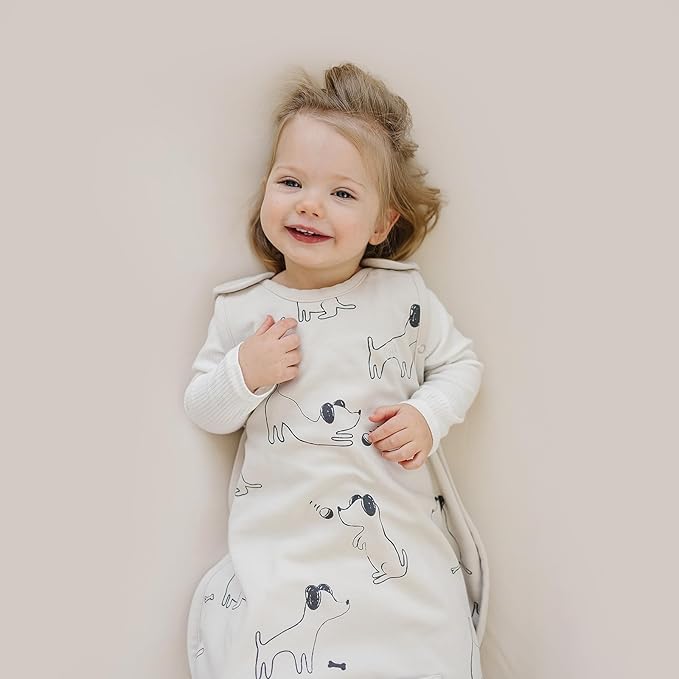 Woolino Toddler Sleeping Sack, 4 Season Merino Wool and Organic Cotton Baby Sleep Bag, 2-4 Years, Puppy