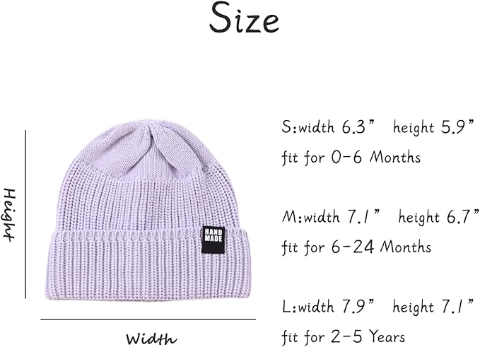 JANGANNSA Simple Knitted Baby Beanie Hip-Hop Boys Winter Hat Toddler Kids Bonnet for Girls 0-5Y
