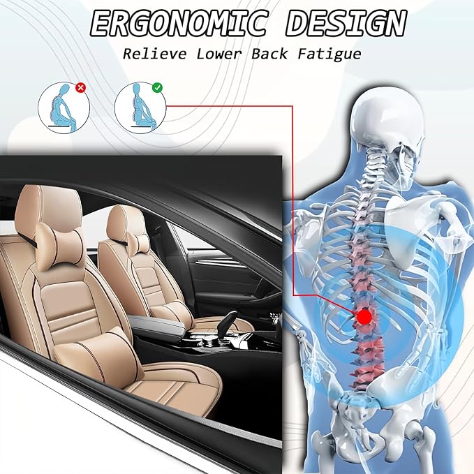 Car Seat Covers for Dodge Journey 2009-2020 | 5-Seats Seat Covers, Waterproof Seat Protectors, Automotive Seat Covers (Full Set with Pillow,Beige)