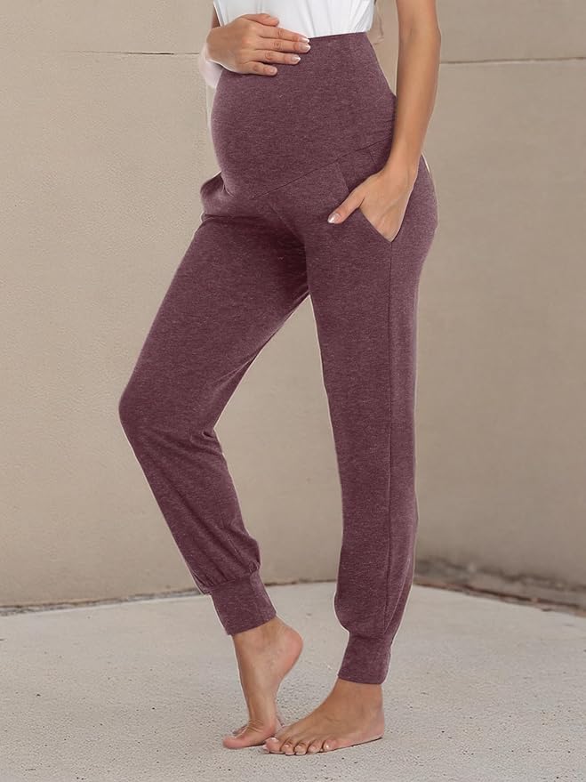 AMPOSH Women's Maternity Pants Stretchy Lounge Workout Pants Casual Loose Comfy Pregnancy Joggers with Pockets