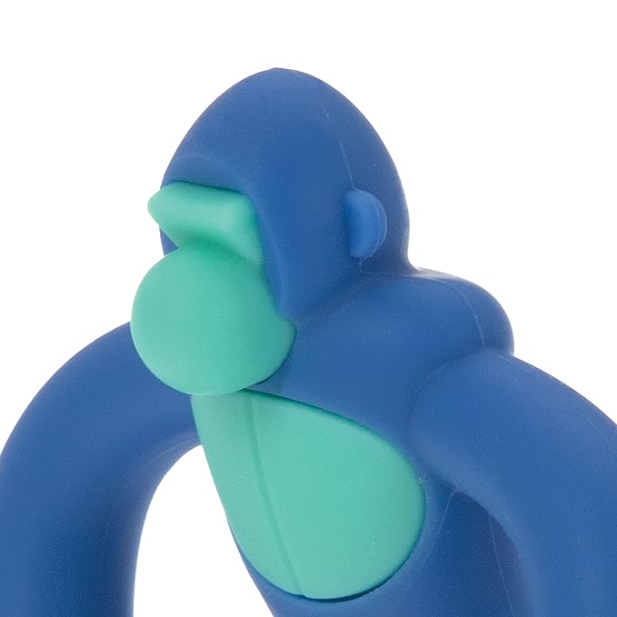 Nuby Geo Zoos Massaging Teether - Baby Teething Toy - Soft Easy Grip - 3+ Months - Blue Gorilla