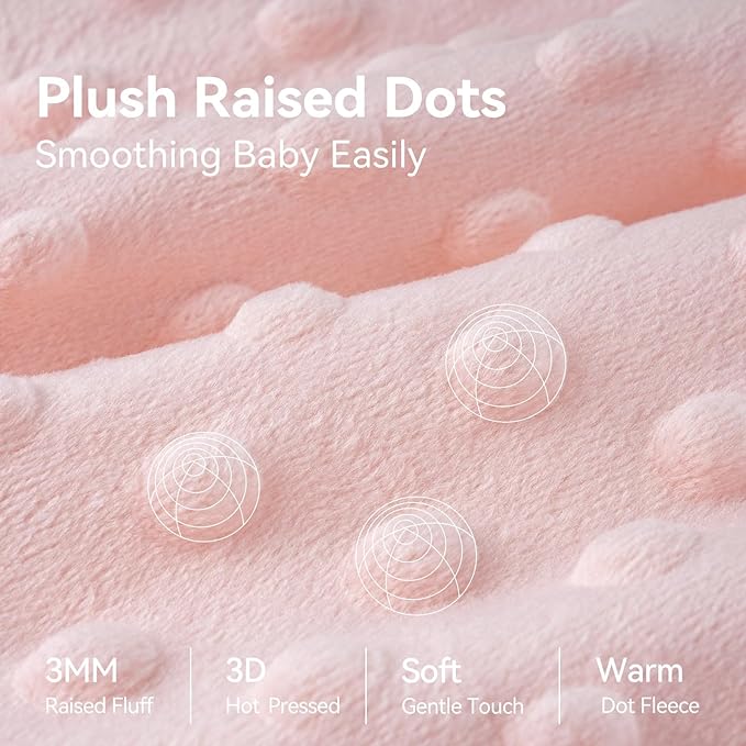 Fleece Baby Sleep Sack 12-18 Months with Plush Dots 1.5 Tog Baby Wearable Blanket with 2-Way Zipper Warm Sleeping Sack for Toddler Infant - Large, Pink