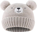 JANGANNSA Cute Bear Baby Beanie Pompom Baby Boys Hat Infant Toddler Winter Knitted Beanies for Girls