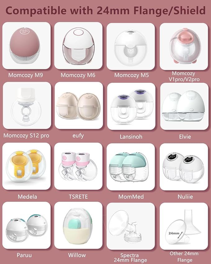 Flange Insert 16mm for Momcozy M9 M6 M5 V1 Pro V2 Pro S12 Pro S9 Pro, Compatible with Medela/Elvie/Spectra/Willow Go/eufy/Lansinoh Breast Pump, Breastfeeding Essential Kit, 2PCS