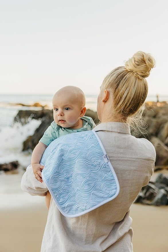 Copper Pearl Premium Baby Burp Cloths - 3-Pack Large Cotton Burp Cloths, Extra Soft Spit Up Rags with 3 Absorbent Layers, Perfect for Baby Boy and Baby Girl Gifts (21" x 10" Size, Cove Set)