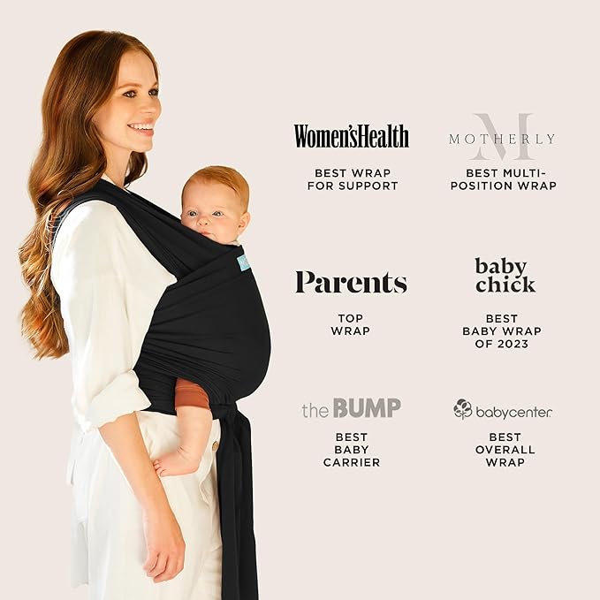 Moby Baby Wrap Carrier Classic for Newborns to Toddlers (8-33lbs), Infant Sling Carrier, Lightweight & Hands Free Design, Adjustable for All Body Types (Black)