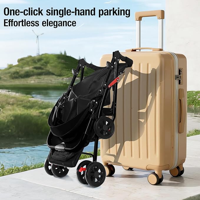 Lightweight Travel Stroller at Only 4.6 kg, Folding Compact Pushchair with Multi-Position Recline, Babies and Toddlers Pram from Birth, Baby Buggy with Cup Holder, Canopy (A8 Grey)